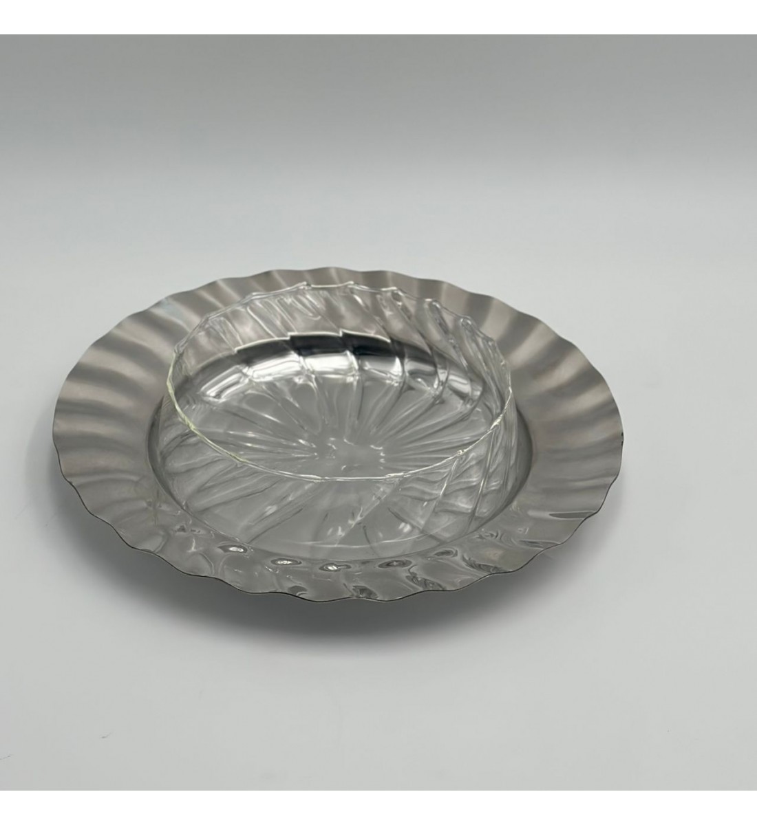 صحن ستيل هندي - فضي 25×25×7سم 