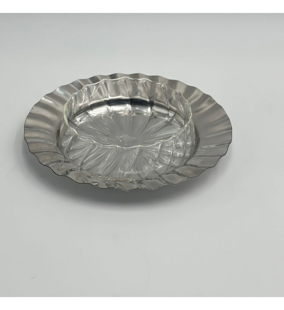 صحن ستيل هندي - فضي  20×20×7سم 