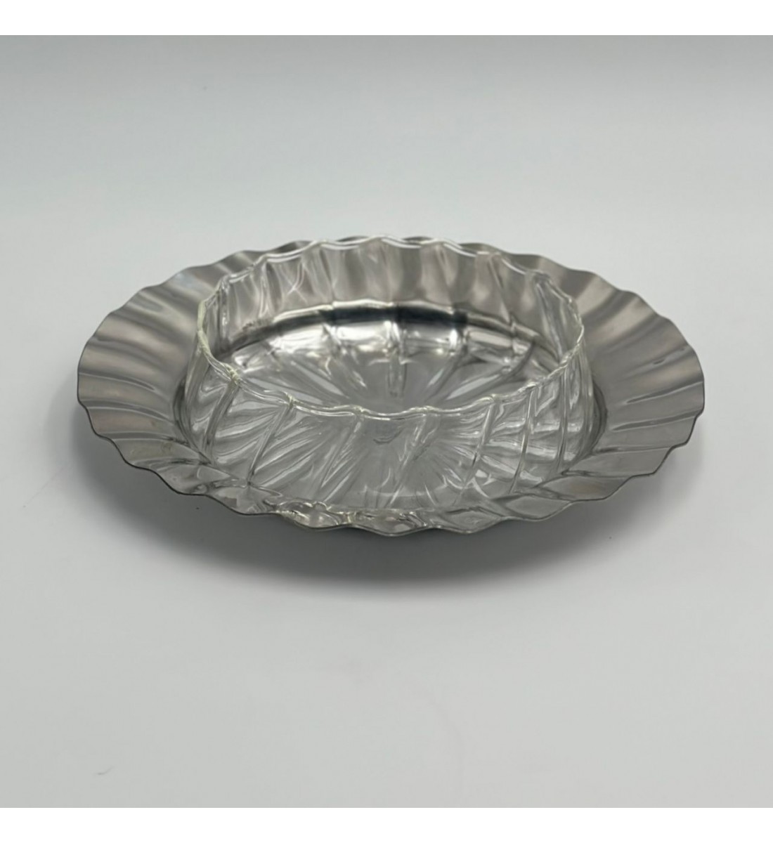 صحن ستيل هندي - فضي  20×20×7سم 