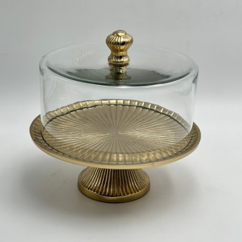 صحن تقديم معدنية فاخرة – تصميم أنيق وعصري ذهبي   23×23×18سم 