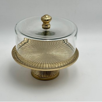 صحن تقديم معدنية فاخرة – تصميم أنيق وعصري ذهبي   23×23×18سم 