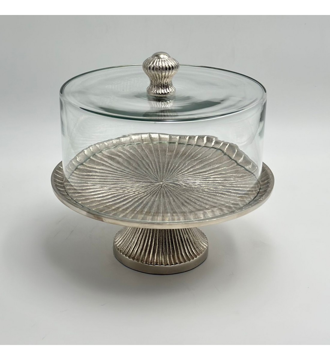 صحن تقديم معدنية فاخرة – تصميم أنيق وعصري فضي  23×23×18سم 