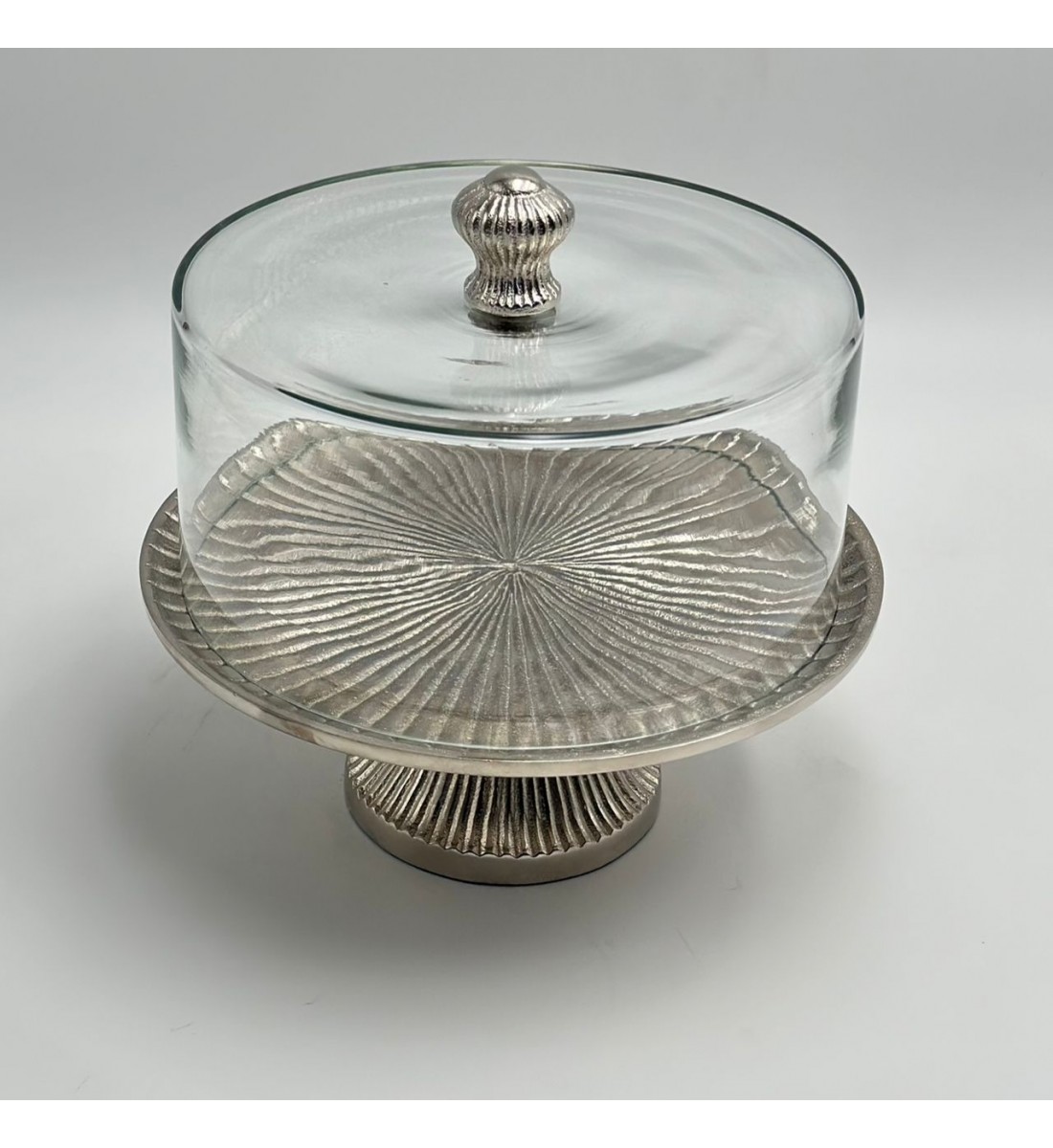 صحن تقديم معدنية فاخرة – تصميم أنيق وعصري فضي  23×23×18سم 