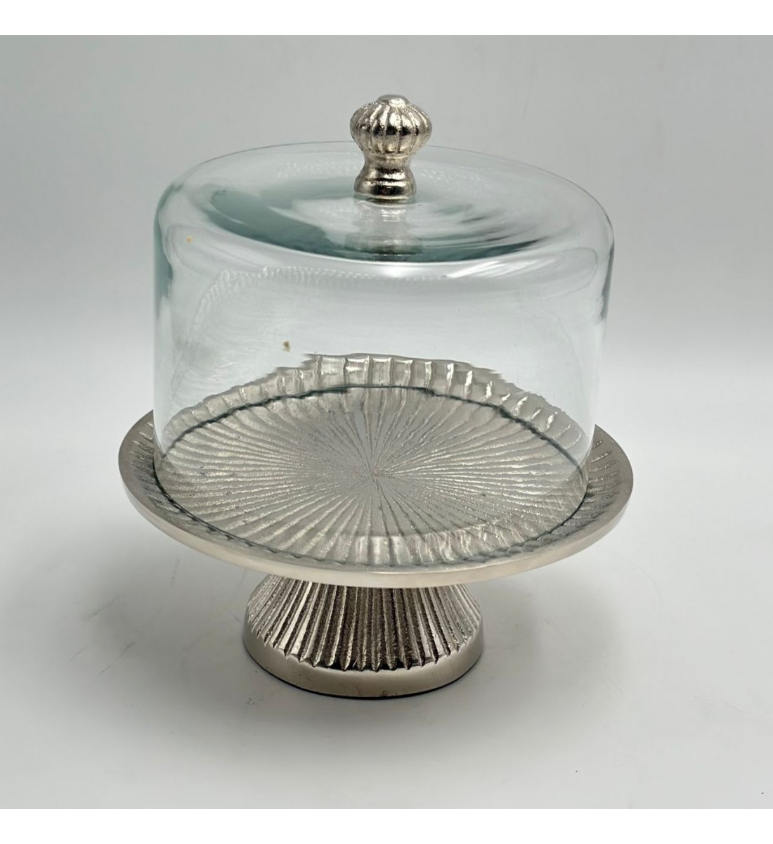 صحن تقديم معدنية فاخرة – تصميم أنيق وعصري فضي 18×18×16سم 