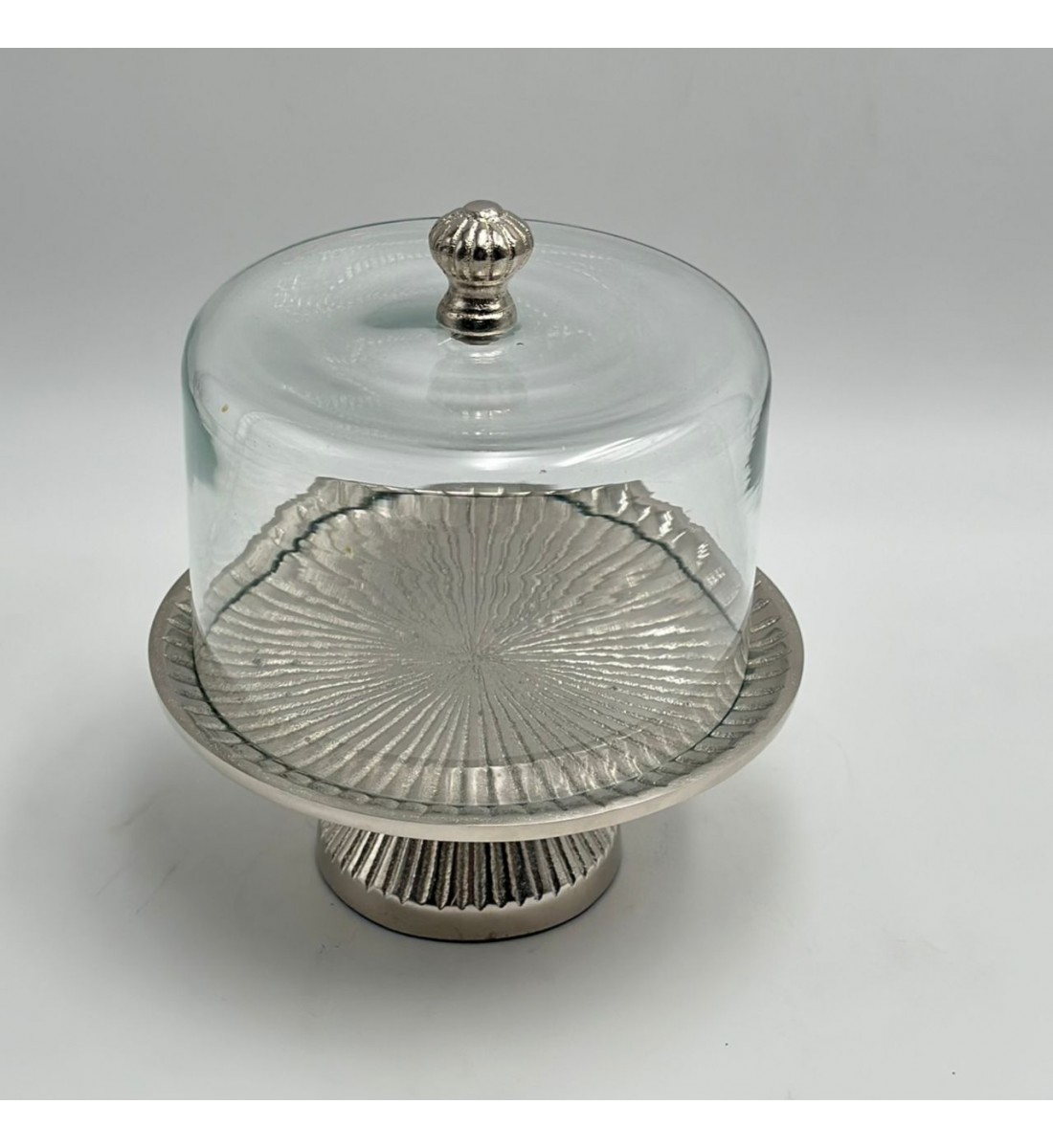 صحن تقديم معدنية فاخرة – تصميم أنيق وعصري فضي 18×18×16سم 