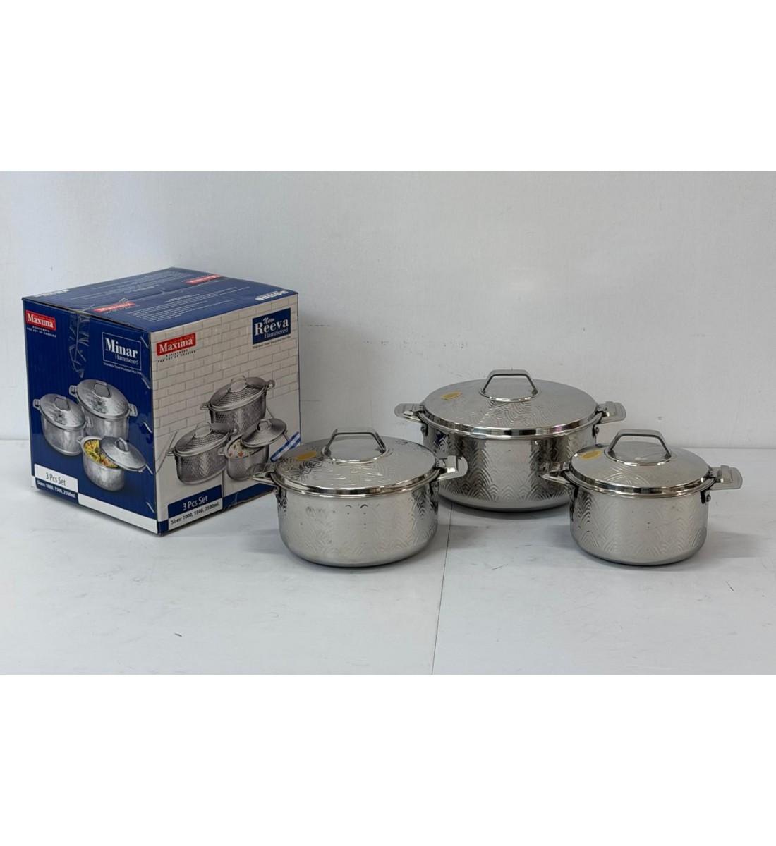 طقم حافظات طعام استيل هندي  متعدد الاستخدام 3 قطع 