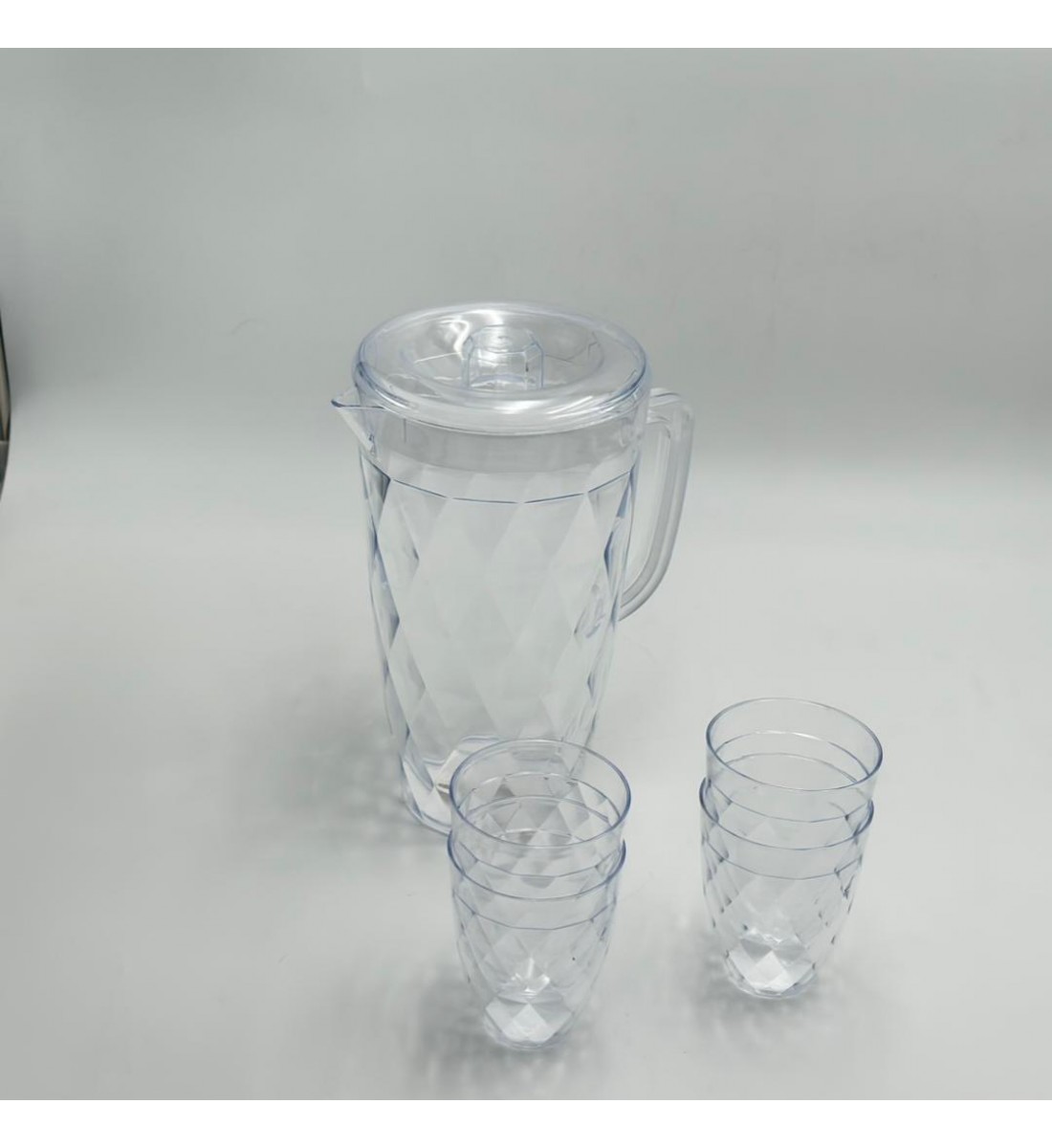 جيك بلاستيك - 1.2 لتر - شفاف مع 6كاسات 