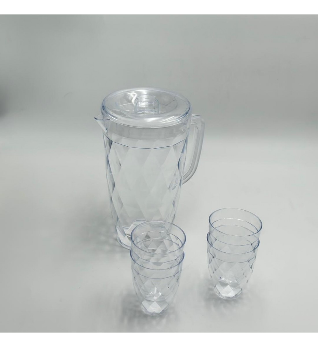 جيك بلاستيك - 1.2 لتر - شفاف مع 6كاسات 