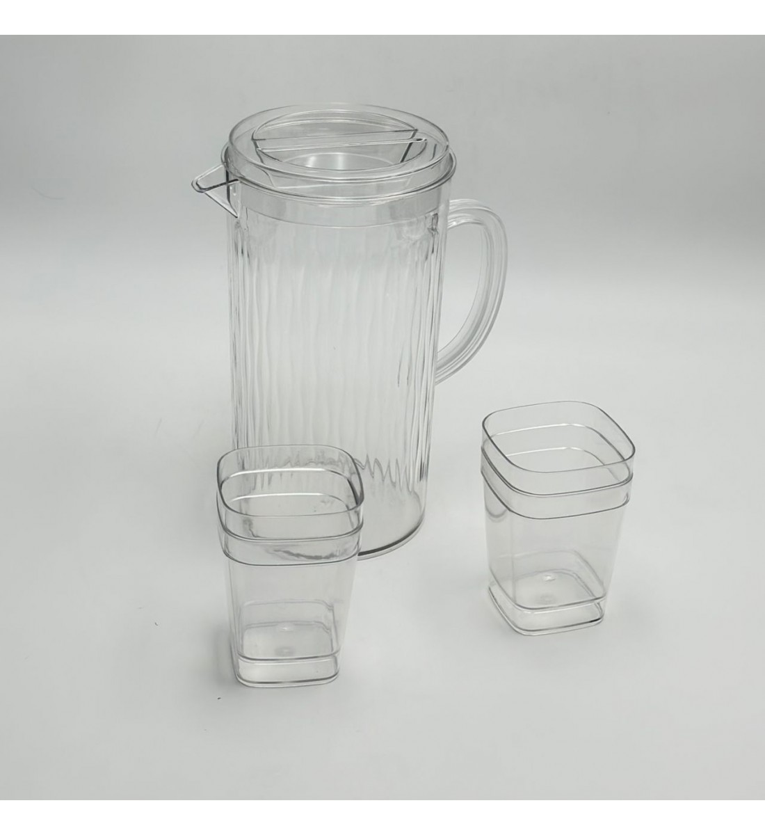 جيك بلاستيك - 1.2 لتر - شفاف مع 6كاسات 