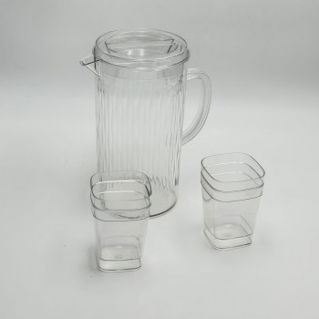 جيك بلاستيك - 1.2 لتر - شفاف مع 6كاسات 