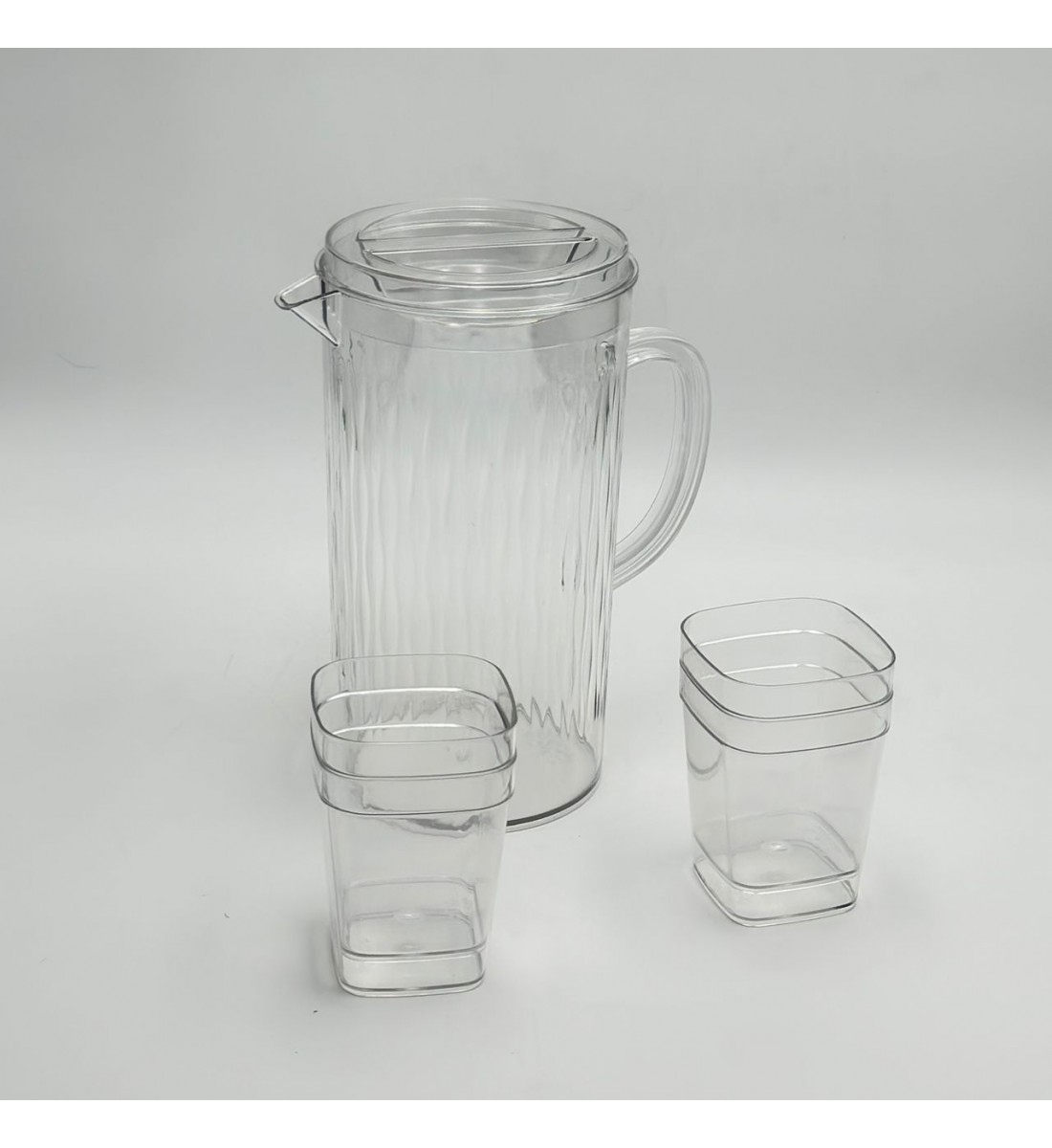 جيك بلاستيك - 1.2 لتر - شفاف مع 6كاسات 