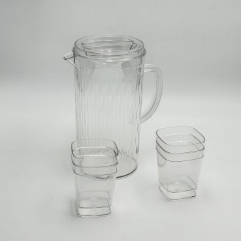 جيك بلاستيك - 1.2 لتر - شفاف مع 6كاسات 