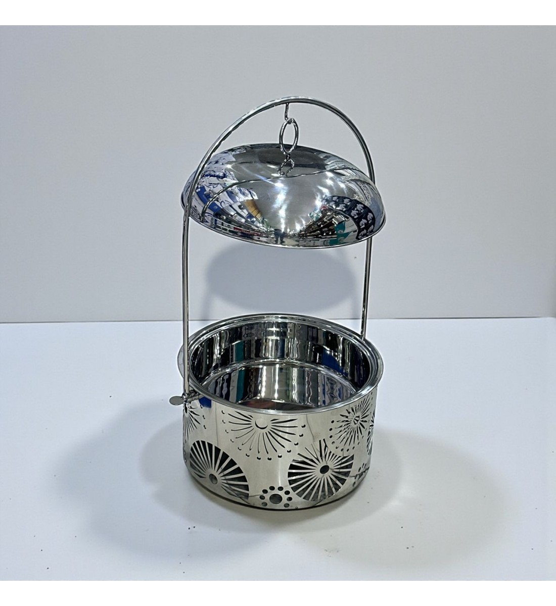 سخان طعام من الستانلس ستيل هندي غطاء زجاج  استيل –4لتر    