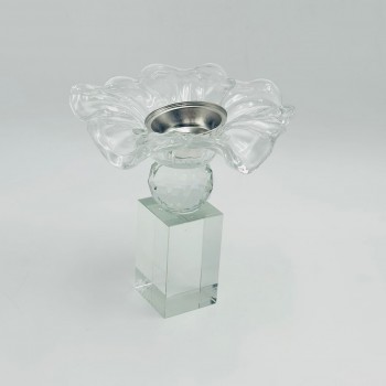 مبخرة كريستالية فاخرة بتصميم أنيق مستوحى من شكل الزهرة15×15×16سم 