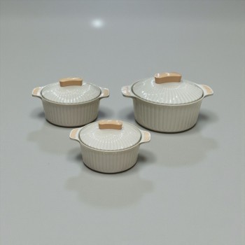 طقم حافظات طعام بلاستيك – 3 قطع بغطاء بيج 