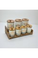 طقم علب تخزين المطبخ مع حامل خشبي – 7 قطع طقم علب تخزين المطبخ مع حامل خشبي – 7 قطع