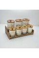 طقم علب تخزين المطبخ مع حامل خشبي – 7 قطع طقم علب تخزين المطبخ مع حامل خشبي – 7 قطع