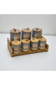 طقم علب تخزين المطبخ مع حامل خشبي – 7 قطع طقم علب تخزين المطبخ مع حامل خشبي – 7 قطع