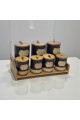 طقم علب تخزين المطبخ مع حامل خشبي – 7 قطع