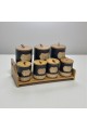 طقم علب تخزين المطبخ مع حامل خشبي – 7 قطع طقم علب تخزين المطبخ مع حامل خشبي – 7 قطع
