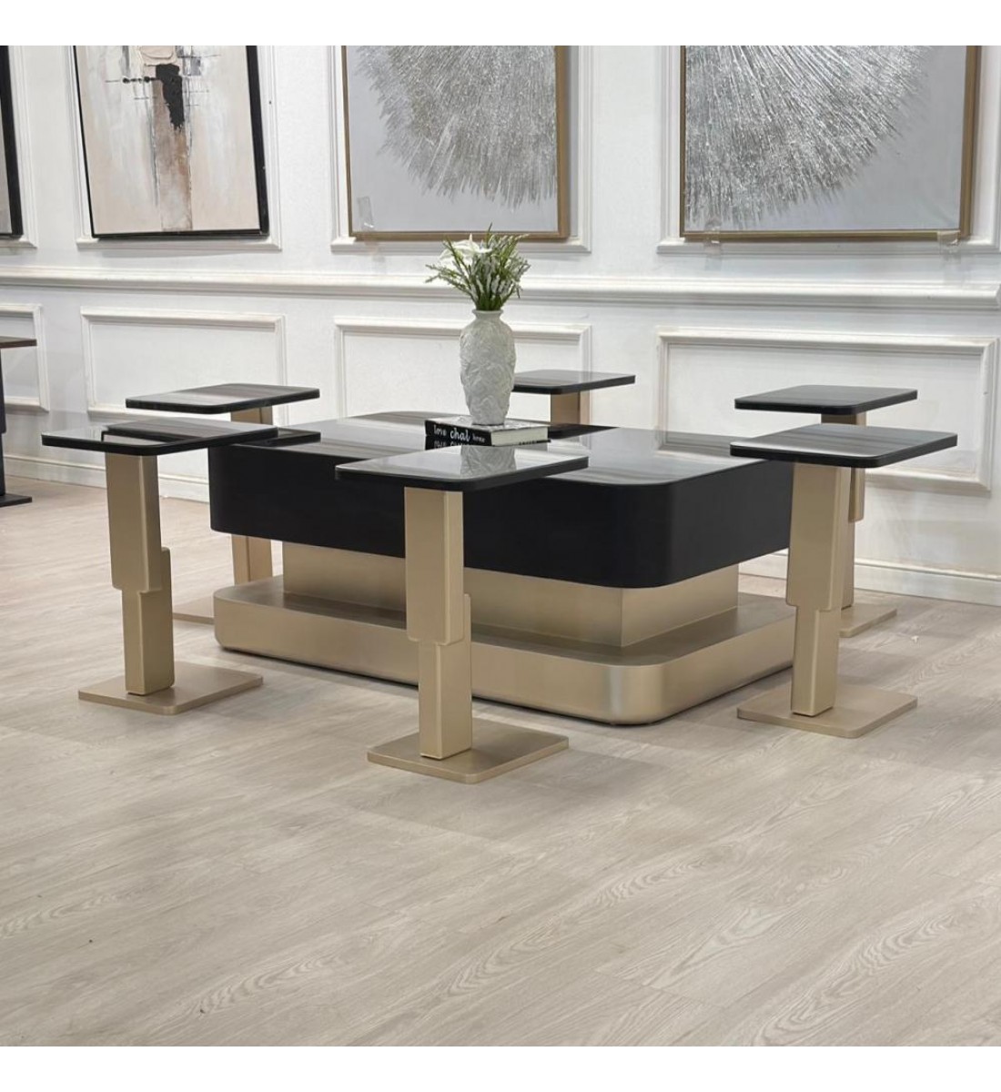 طقم طاولات تقديم ليون سنديان 7قطع (منتج تفصيل ) طقم طاولات تقديم ليون سنديان 7قطع (منتج تفصيل )