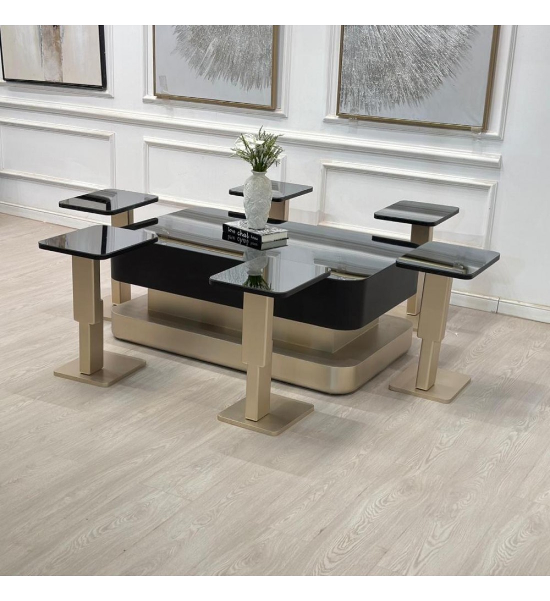 طقم طاولات تقديم ليون سنديان 7قطع (منتج تفصيل ) طقم طاولات تقديم ليون سنديان 7قطع (منتج تفصيل )