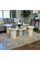 طاولة ديكور فاخرة بتصميم عصري من الحجر الطبيعي بلون بيج رخامي أنيق، 5قطع  قاعده جديد 