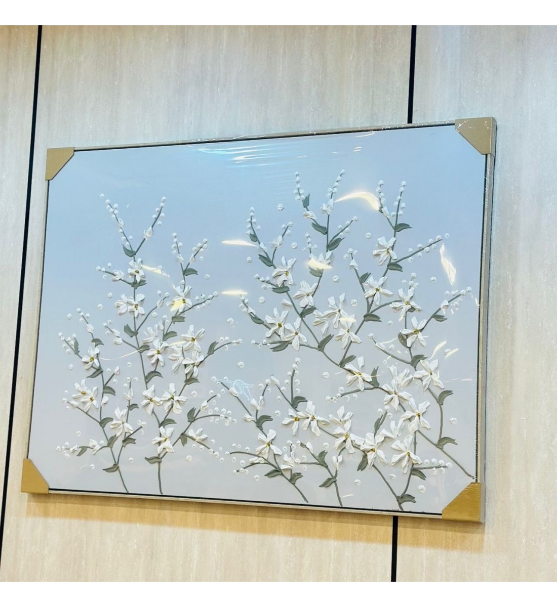 لوحه زينة حائط ديكور جبسية اطار بيج 120×90سم 