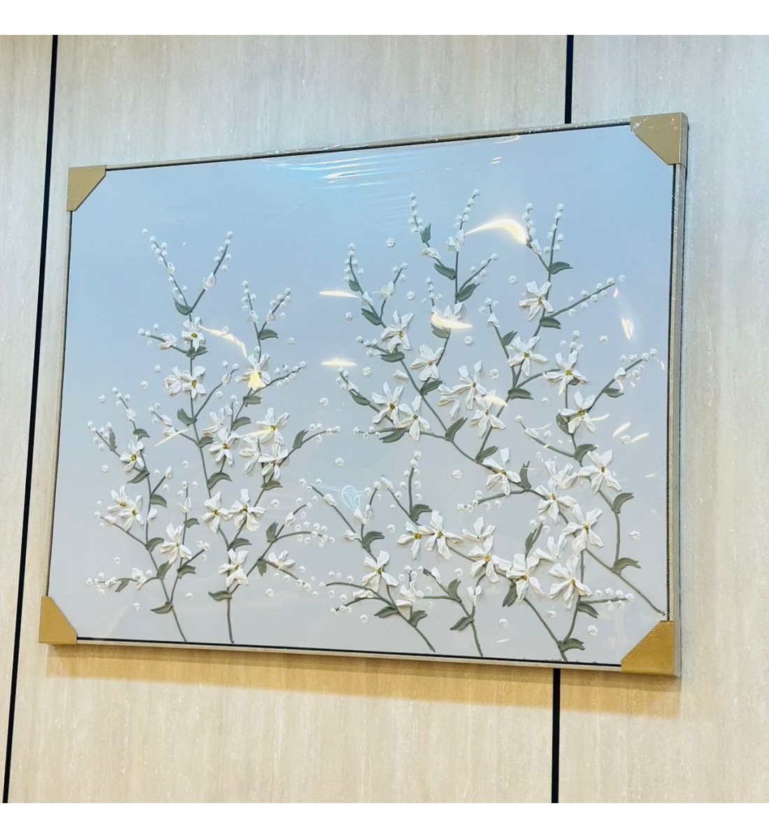 لوحه زينة حائط ديكور جبسية اطار بيج 120×90سم 