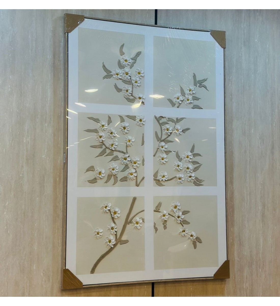 لوحه زينة حائط ديكور جبسية اطار اسود 120×80سم 