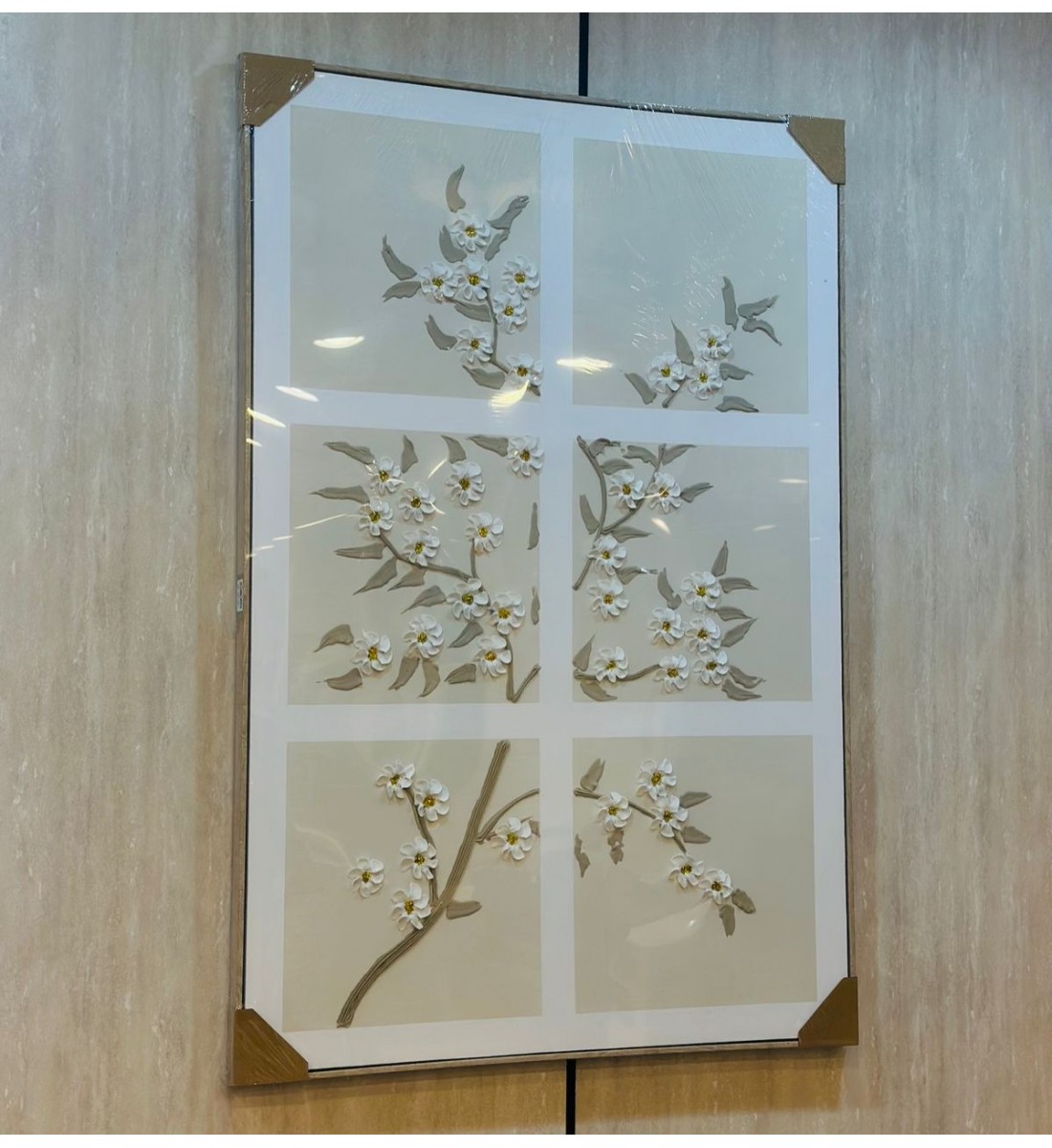 لوحه زينة حائط ديكور جبسية اطار اسود 120×80سم 