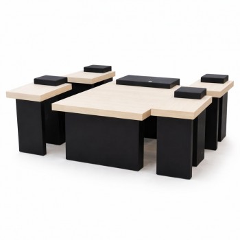 طاولة وسط بتصميم عصري يجمع بين القوة والأناقة، 5قطع 