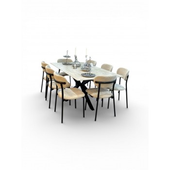 طاولة طعام سطح سيراميك مستطيل 8+1 فاخرة 