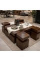 طاولة قهوة أنيقة بتصميم عصري ولون بني فاخر، 5قطع (منتج تفصيل )