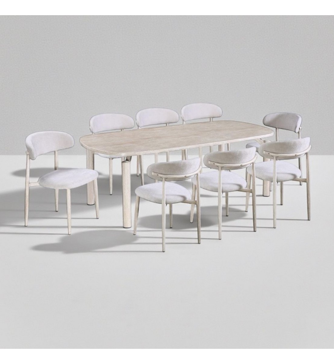 طاولة طعام رخام 8 كراسي بيج بجودة عالية وشكل عصري 220 *100*75 سم