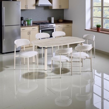 طاولة طعام رخام 8 كراسي بيج بجودة عالية وشكل عصري 180 *100*75 سم