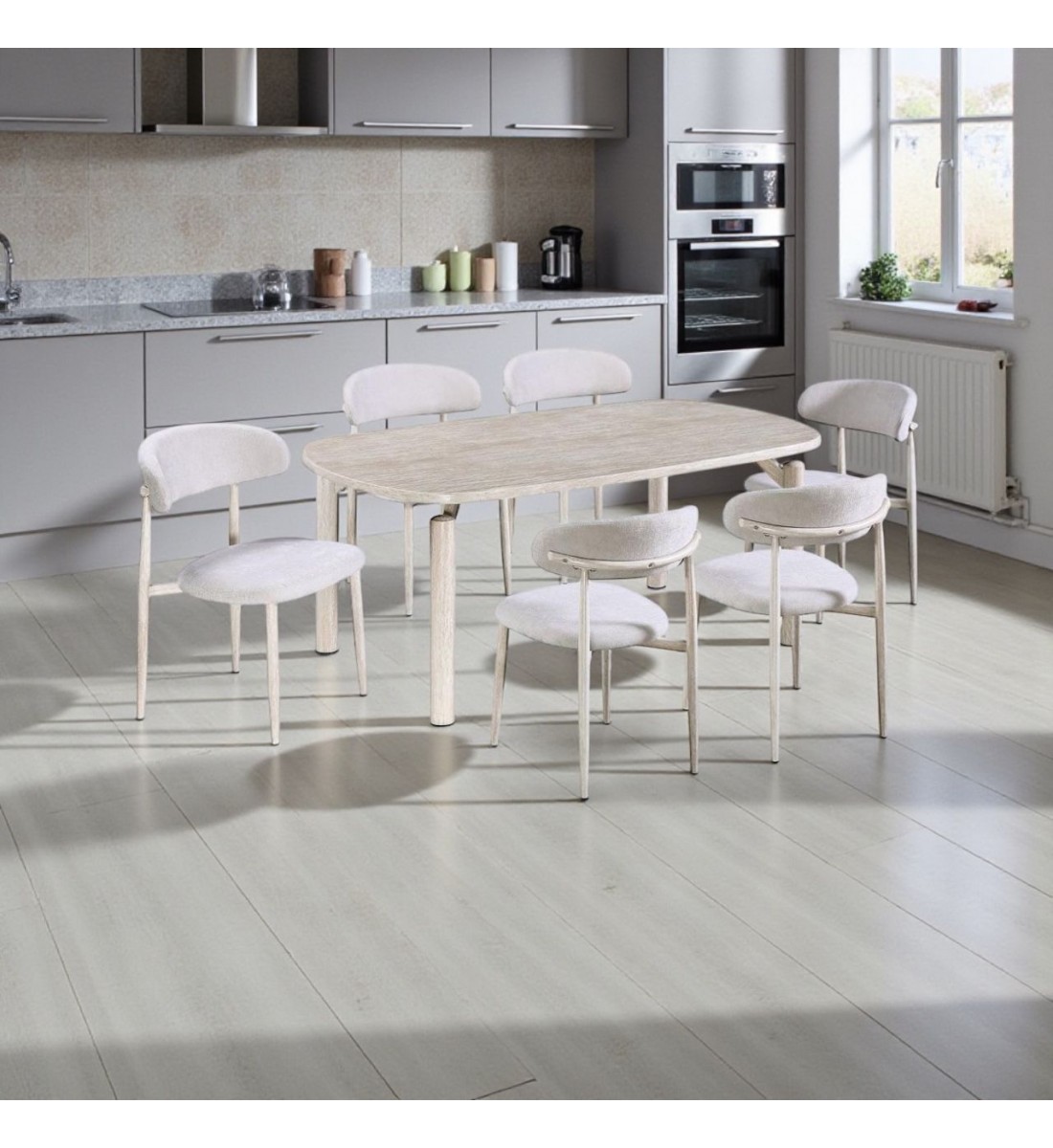 طاولة طعام رخام 8 كراسي بيج بجودة عالية وشكل عصري 180 *100*75 سم