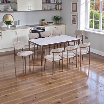 طاولة طعام رخام 8 كراسي بيج بجودة عالية وشكل عصري 180 *100*75 سم