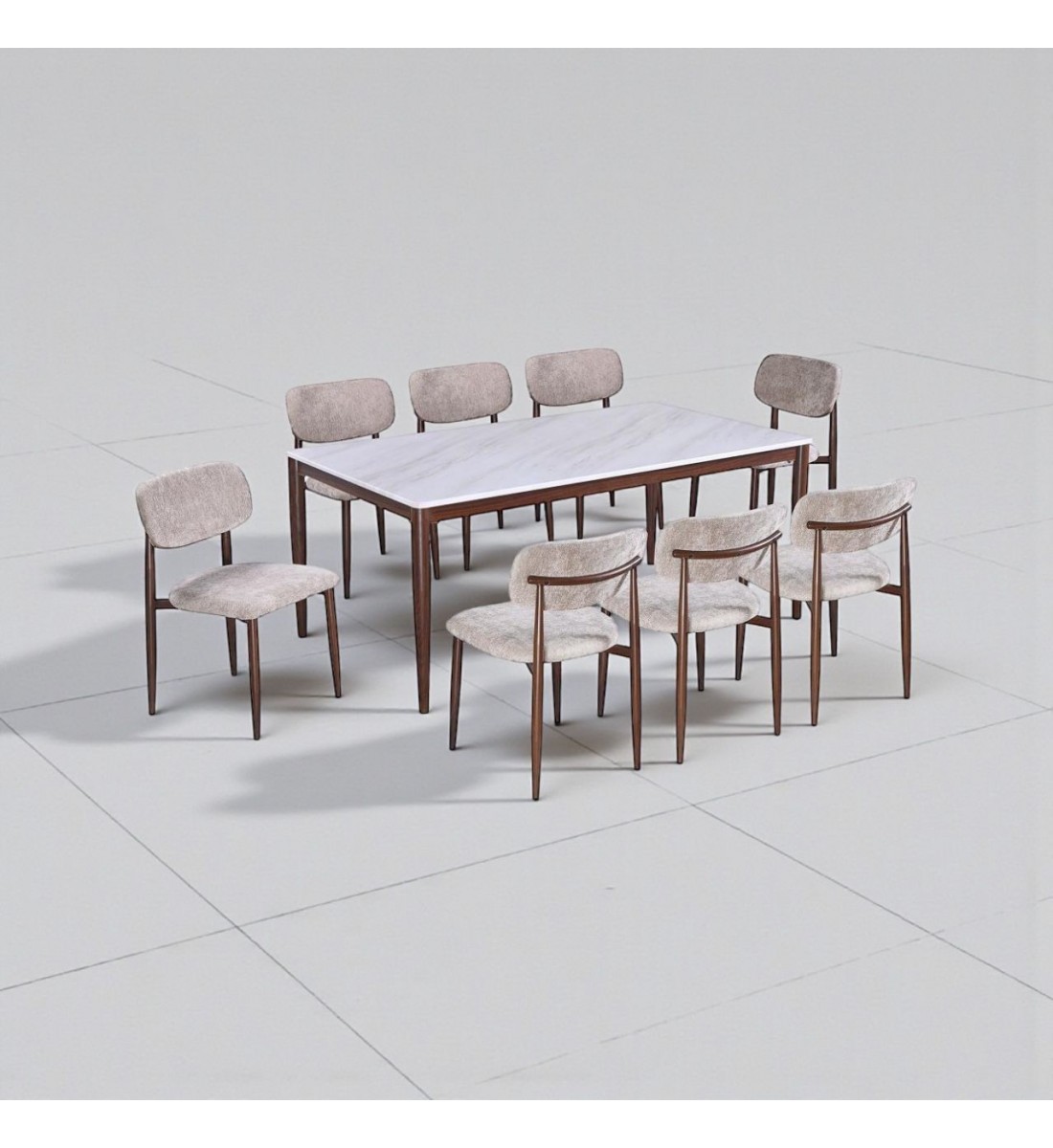 طاولة طعام رخام 8 كراسي بيج بجودة عالية وشكل عصري 180 *100*75 سم