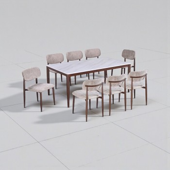 طاولة طعام رخام 8 كراسي بيج بجودة عالية وشكل عصري 180 *100*75 سم