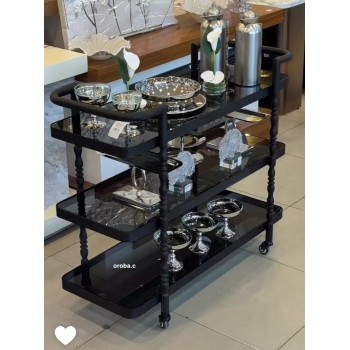 عربية تقديم  3دور زجاج وحديد لون اسود