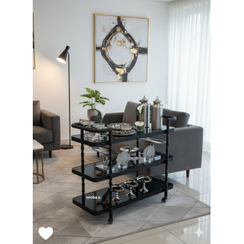 عربية تقديم  3دور زجاج وحديد لون اسود