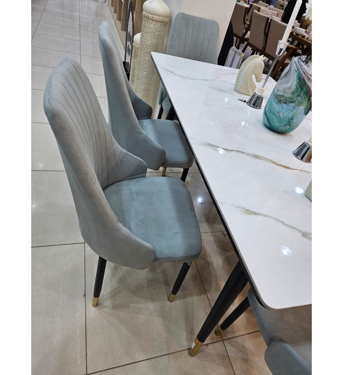 طاولة طعام سطح سيراميك مستطيل 6+1 فاخرة طاولة طعام سطح سيراميك مستطيل 6+1 فاخرة