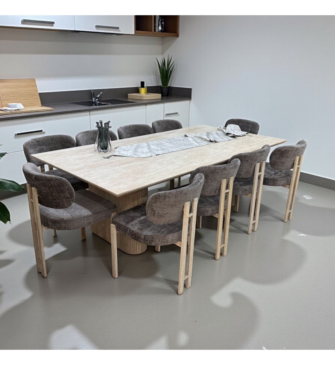 طاولة طعام سطح سيراميك مستطيل 10+1 فاخرة 