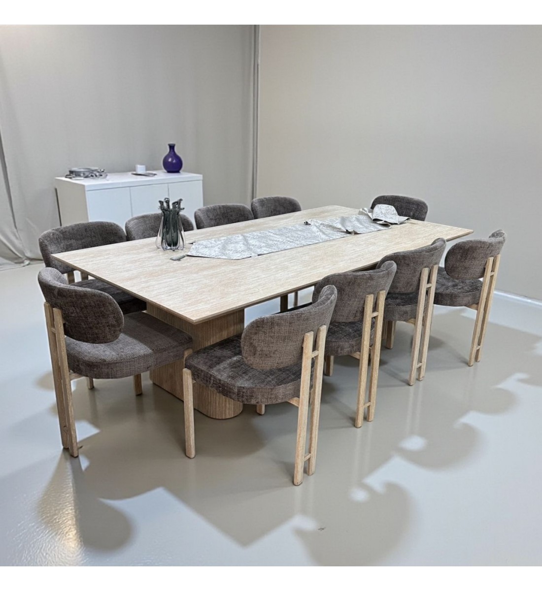 طاولة طعام سطح سيراميك مستطيل 10+1 فاخرة 