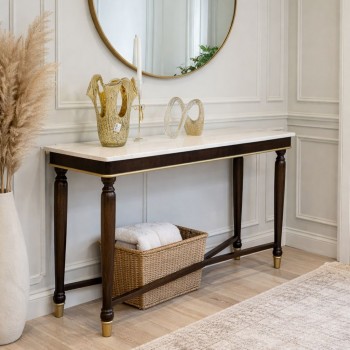 مدخل خشب سطح الرخام بشكل جميل وانيق 142×42×91سم (منتج تفصيل )