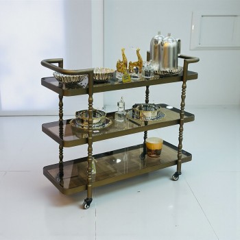 عربية تقديم  3دور زجاج وحديد لون ذهبي 