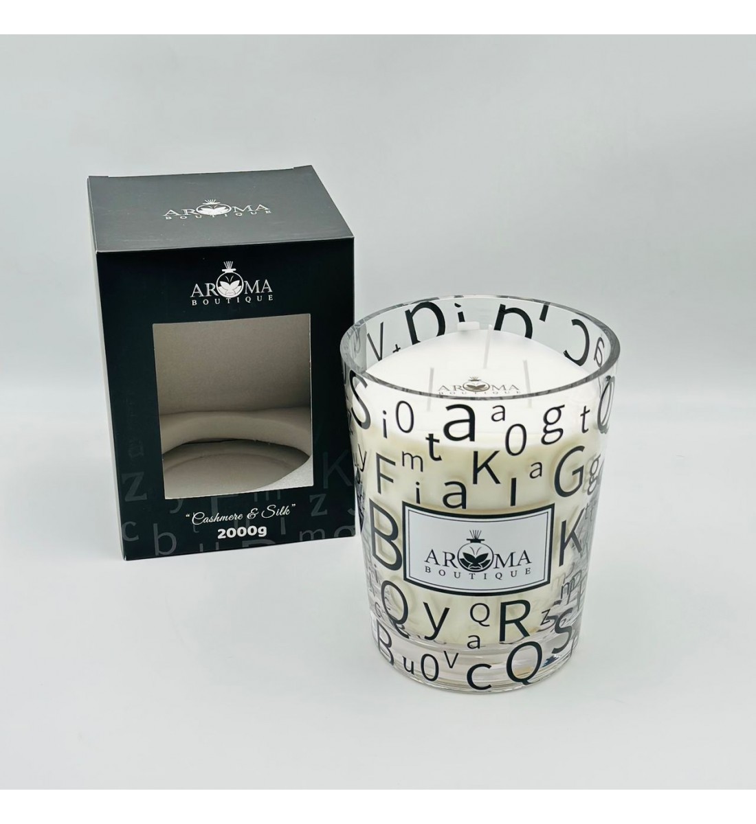 شمعه عطرية زجاج 2000غرام برائحه CASHMERE&SILK