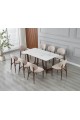 طقم طاولة طعام رخام مقاس 180 سم مع 8كرسي لون بيج- ديلورا تصميم حديث وانيق