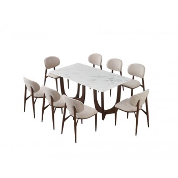 طقم طاولة طعام رخام مقاس 180 سم مع 8كرسي لون بيج- ديلورا تصميم حديث وانيق